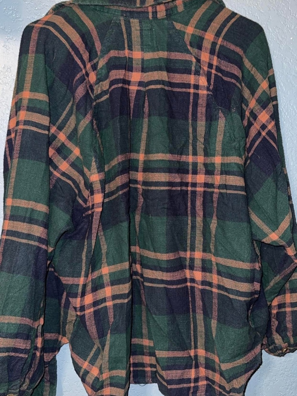American Eagle Outfitters Navy, Green & Pink Plaid Button-Down - Picture 2 of 4